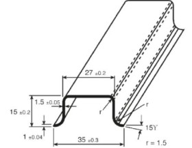 Szyna DIN Głęboka szyna typu Top Hat Bez otworów 1000mm x 35mm x 15mm