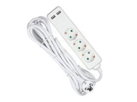 VT-1124-5 Przedłużacz mieszkaniowy 3 gniazda z portem 2xUSB 3x1.5 X 5M biały 8775 V-TAC
