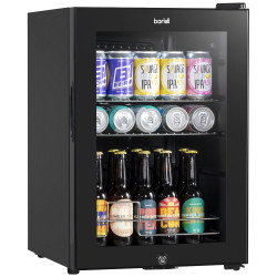 Baridi DH62 Beer &amp; Drinks Fridge with LED Light, Black and Glass Door 60L