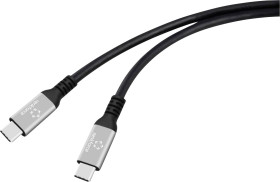 Renkforce USB-C Kabel USB4® Złącze męskie USB-C® 1.5 m czarny aluminiowa wtyczka, konstrukcja silikonowa, wysoka elastyc