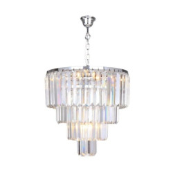 Lampa wisząca AMEDEO w stylu glamour z kryształkami i chromową obręczą