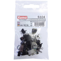 Kemo S104 Microswitch Set, 30 Momentary Switches and Buttons, Assorted