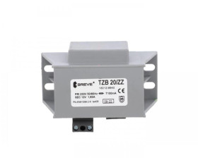 Transformator 1-fazowy bezpieczeństwa TZB 20/ZZ 230/ 12V 1,66A, Ta 40, 16012-9940