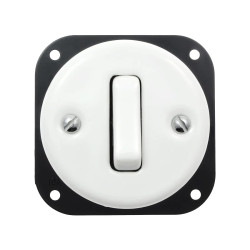 Włącznik światła pojedynczy ceramiczny, okrągły podtynkowy biały Ceramic Loft