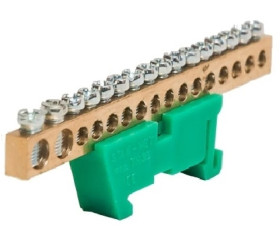 Listwa zaciskowa zerowa 14x10mm2 + 2x16mm2 zielona TH 35-16/25/Z