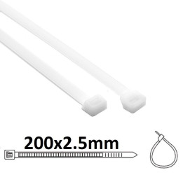 OPASKI KABLOWE ZACISKOWE 200x2.5 TRYTKI BIAŁE