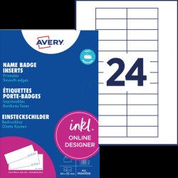 DPC6422A-10 Badge insert, printable, 64x22 mm, 240 pieces