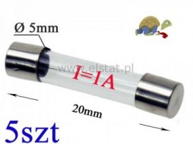 1A bezpiecznik szklany; zwłoczny; 5x20mm