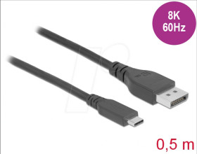86037 Cable, USB-C -&gt; DP, 8K 60 Hz, black, bidirectional, 0.5 m