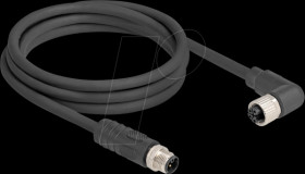 80524 M12 Cable L-coded 4 pin male straight to female right angled PUR