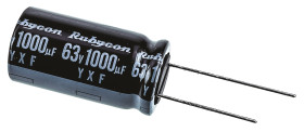 Kondensator 1000μF 63V dc Radialny, Otwór przelotowy Rubycon roztaw: 7.5mm 16 (Dia.) x 31.5mm