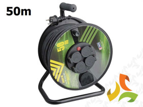 Przedłużacz bębnowy gumowy 50m 3x1,5 4x2P+PE OW IP44 kabel zwijany na bębnie 4 gniazda z uziemieniem P084501 1908245003 EMOS