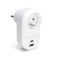 Rozgałęźnik sieciowy pojedynczy + USB-A + USB-C biało-szary Montis MT147