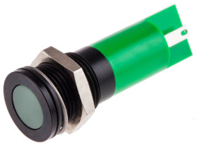 Lampka kontrolna do montażu panelowego 24V dc, zielona 14mm LED Końcówka lutownicza RS PRO