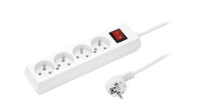 Przedłużacz Z Wyłącznikiem 4-Gniazda Z/U 16A 3M /Omy 3X1,5/ Biały Ps-470Ws...