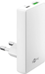 Podwójna płaska szybka ładowarka USB-C™ PD GaN 90 (45 W) biały 75720