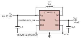400mA Micropower Synchronous Step-Up DC/DC Converter with Pass Through Mode