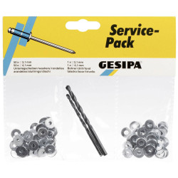 Gesipa 1433668 Blind Rivet Kit: 102 Parts U-Washers 3.1/4.1mm Drills