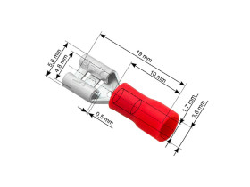 1x konektor 4,8mm żeński na kabel 0,5-1,5m2 czerwony izolowany do...