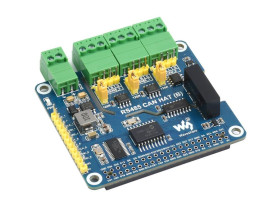 Waveshare Isolated RS485 CAN HAT (B) For Raspberry Pi, 2-Ch RS485 and 1-Ch CAN, Multi Protections