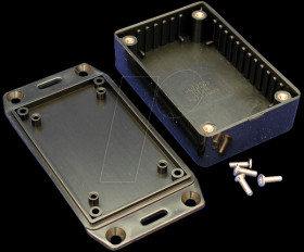 1591MFLBK Multi ABS housing, 85 x 56 x 26 mm, black, flanged