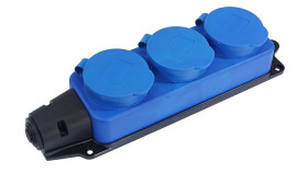 Listwa /Rozgałęźnik/ Do Przedłużacza 3-Gniazda Z/U Gumowe Ip44 Niebieska