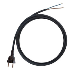 Kabel zasil. siec. gum. 5m 2x1mm Czarny Wt.prosty bez uziem.