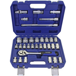 BlueSpot Tools 1577 1/2in Hex &amp; 12 Point Socket Set, 32 Piece