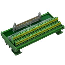 CZH-LABS DIN Rail Mount IDC-64 Male Header Connector Breakout Board Interface Module, IDC Pitch 0.1&quot;, Terminal Block Pitch
