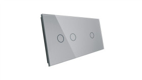 Livolo Srebrny Metalizowany Panel Szklany 1+2 7012-64