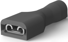 Insulated flat plug sleeve, 4.75 x 0.51 mm, 0.32 to 0.82 mm², AWG 22 to 18, brass, tin-plated, black, 9-520181-2