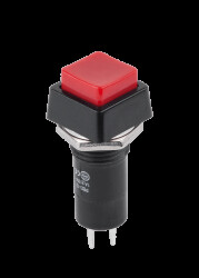 12mm 2-pin 3A ON-OFF Button Switch PBS-12A, Square, Red