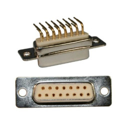 Złącze D-Sub 15-pinowe Żeński Kąt prosty Montaż na panelu raster 2.75mm