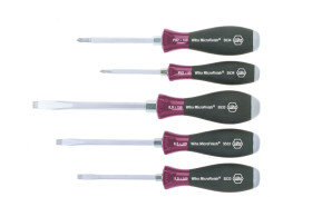 Wiha Wkrętak zestaw MicroFinish płaski, Phillips z trzonem sześciokątnym na całej długości i masywnym kołpakiem stalowym, 5-cz.