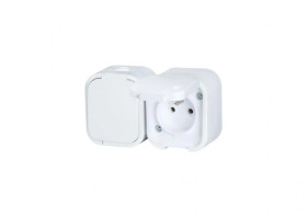 B2 Gniazdo podwójne 2P+Z bryzgoodporne z klapką w kolorze wyrobu IP54 biały 00060278