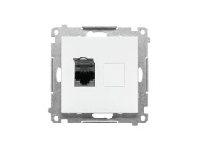 SIMON 55 Gniazdo komputerowe pojedyncze RJ45 kat. 6 ekranowane z przesłoną biały mat T61E.01/111 KONTAKT SIMON
