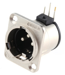 Złącze XLR 3 -pinowe Montaż na panelu Męski Naturalny