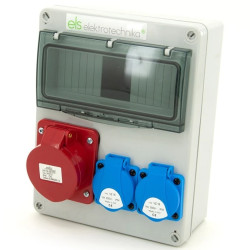 Rozdzielnica budowlana 16A/4 + 2*GS 230V, obudowa naścienna / natynkowa, niewyposażona, 8NO210/4