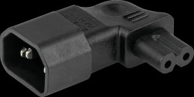 SKA-1471S Power adapter IEC plug C14 to C7/Euro 8 socket, angled, black