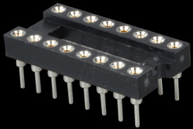 IC socket, 16-pin, super flat, turned, gold-plated