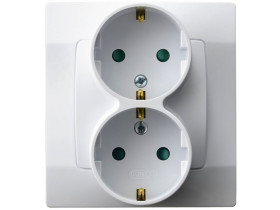 KARO Gniazdo podwójne z uziemieniem schuko z przesłonami IP-20 zaciski gwintowe biały GP-2SSP/00 OSPEL