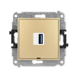 ICON Mechamizm gniazda pojedynczego USB A-A 3.0, bez pola opisowego złoty 29IGUSBBO-5