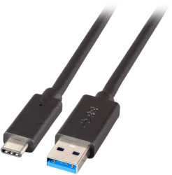 USB 3.2 connection cable, USB plug type C to USB plug type A, 1 m, black, K5282-3ASW.1