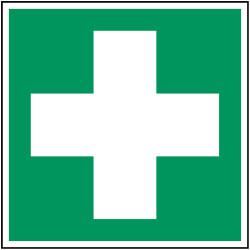 Znak pierwszej pomocy, Poliester, Green, White, Tekst: "None , Apteczka, Znak