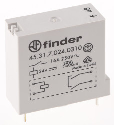 Przekaźnik mocy 24V dc SPST Finder 360mW, montaż PCB 1600Ω Szybkie łączenie