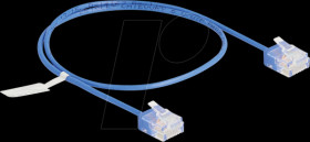 80779 RJ45 Network Cable Cat.6 UTP Ultra Slim 0.5 m blue with short pl