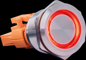 BUTTON22B-L-RD Steel pushbutton, latching, Ø25, 7 A, red