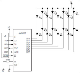 8-Port, 5.5V Constant-Current LED Driver with LED Fault Detection