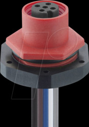 1220 05 T20CW103 0,5M Built-in coupling, M12, 5-pin, A-coded, IP67, red