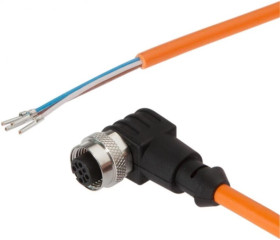 VK20R321, Kabel połączeniowy, 2m, M12 żeński 4pin kątowy, Końcówka wolna, 4x0,34mm², PUR, Ø5,2mm, 250V, -40-90C, IP67, TPU, 4A